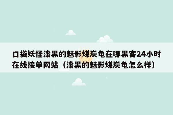 口袋妖怪漆黑的魅影煤炭龟在哪黑客24小时在线接单网站（漆黑的魅影煤炭龟怎么样）