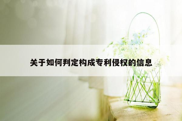 关于如何判定构成专利侵权的信息