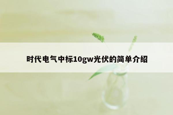 时代电气中标10gw光伏的简单介绍