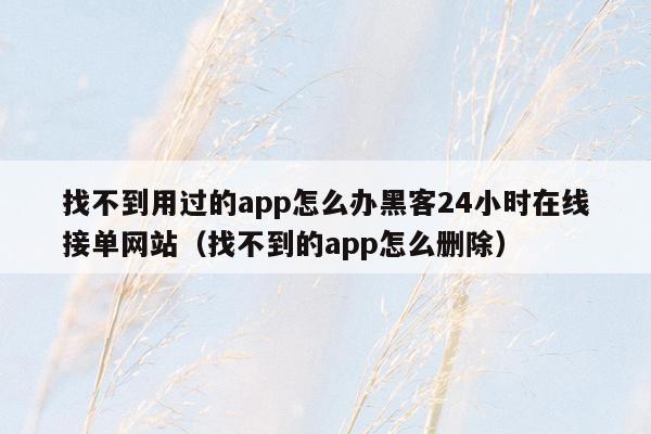 找不到用过的app怎么办黑客24小时在线接单网站（找不到的app怎么删除）