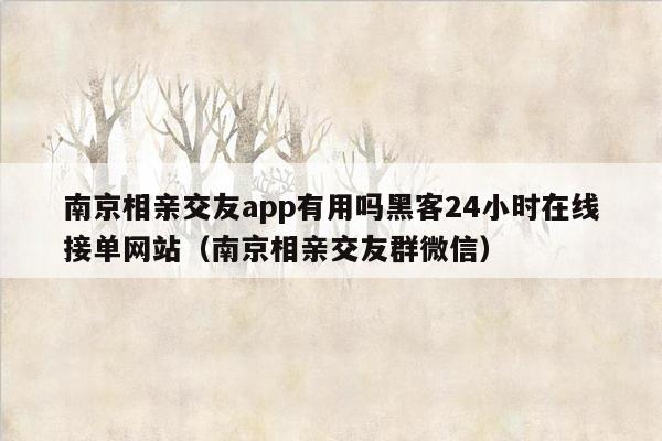 南京相亲交友app有用吗黑客24小时在线接单网站（南京相亲交友群微信）