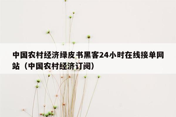 中国农村经济绿皮书黑客24小时在线接单网站（中国农村经济订阅）