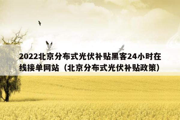 2022北京分布式光伏补贴黑客24小时在线接单网站（北京分布式光伏补贴政策）