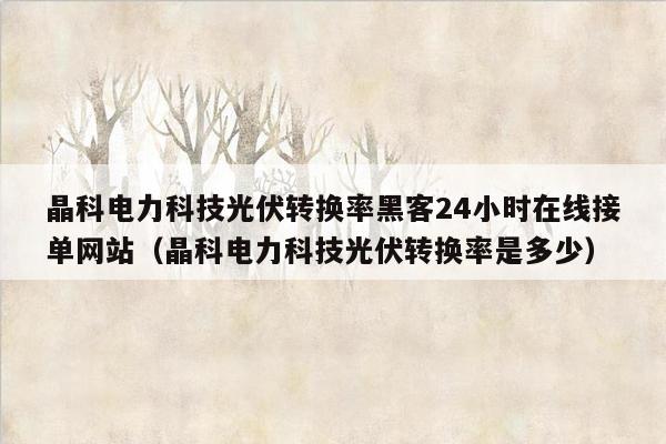 晶科电力科技光伏转换率黑客24小时在线接单网站（晶科电力科技光伏转换率是多少）