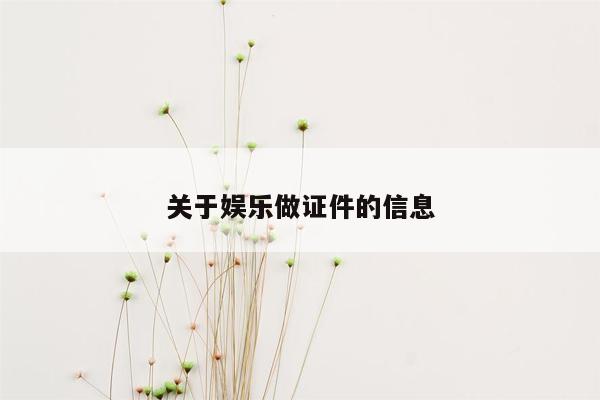 关于娱乐做证件的信息