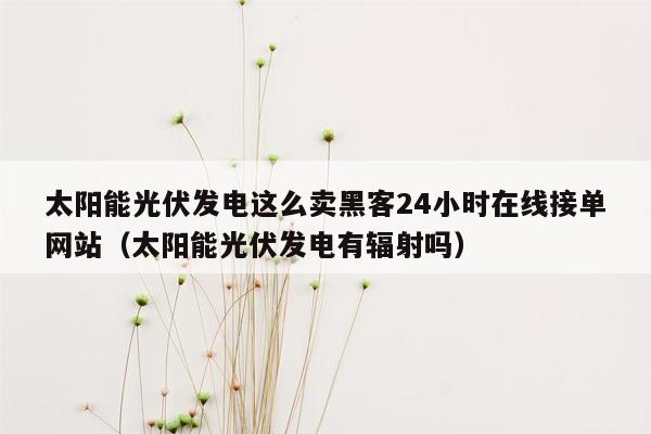 太阳能光伏发电这么卖黑客24小时在线接单网站（太阳能光伏发电有辐射吗）