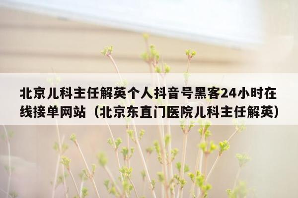 北京儿科主任解英个人抖音号黑客24小时在线接单网站（北京东直门医院儿科主任解英）