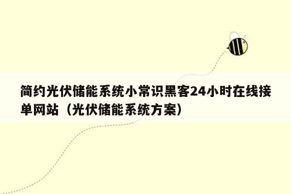 简约光伏储能系统小常识黑客24小时在线接单网站（光伏储能系统方案）