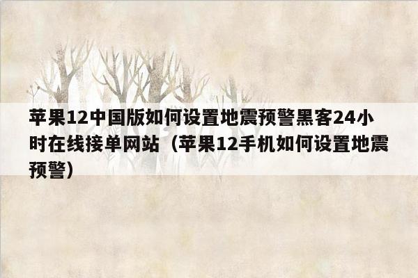 苹果12中国版如何设置地震预警黑客24小时在线接单网站（苹果12手机如何设置地震预警）