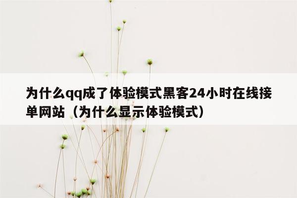 为什么qq成了体验模式黑客24小时在线接单网站（为什么显示体验模式）