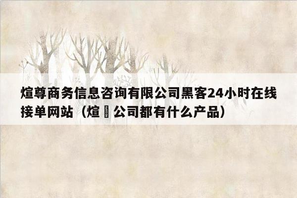 煊尊商务信息咨询有限公司黑客24小时在线接单网站（煊媞公司都有什么产品）