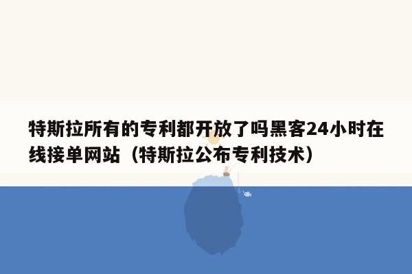 特斯拉所有的专利都开放了吗黑客24小时在线接单网站（特斯拉公布专利技术）