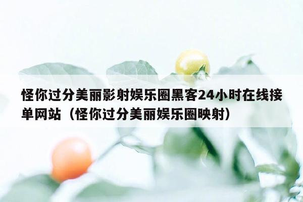 怪你过分美丽影射娱乐圈黑客24小时在线接单网站（怪你过分美丽娱乐圈映射）