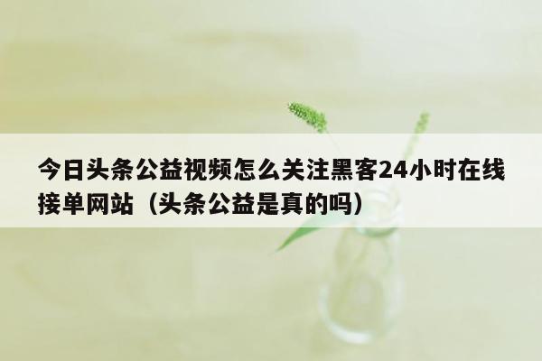 今日头条公益视频怎么关注黑客24小时在线接单网站（头条公益是真的吗）