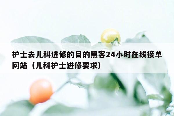 护士去儿科进修的目的黑客24小时在线接单网站（儿科护士进修要求）