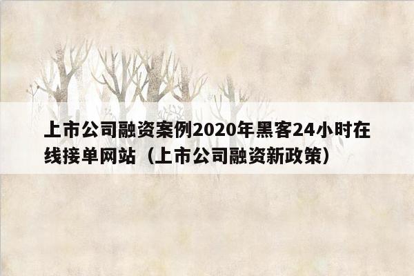 上市公司融资案例2020年黑客24小时在线接单网站（上市公司融资新政策）