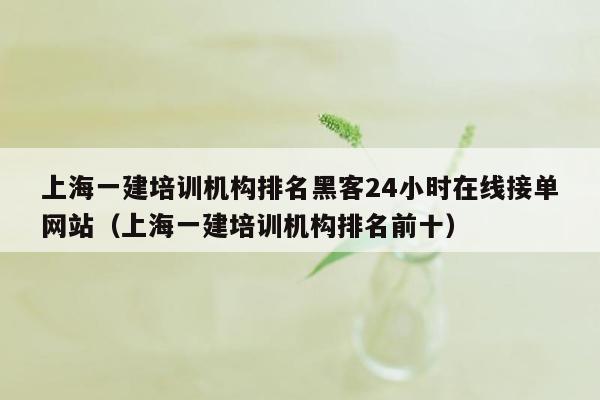 上海一建培训机构排名黑客24小时在线接单网站（上海一建培训机构排名前十）