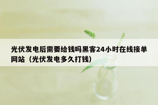 光伏发电后需要给钱吗黑客24小时在线接单网站（光伏发电多久打钱）