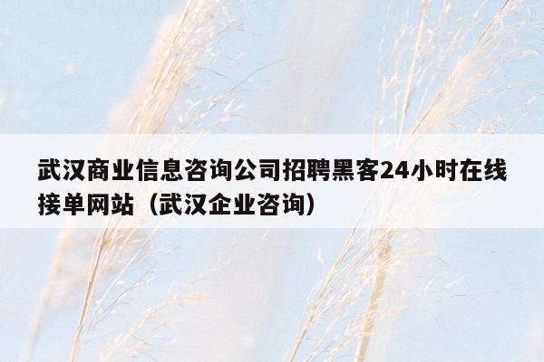 武汉商业信息咨询公司招聘黑客24小时在线接单网站（武汉企业咨询）