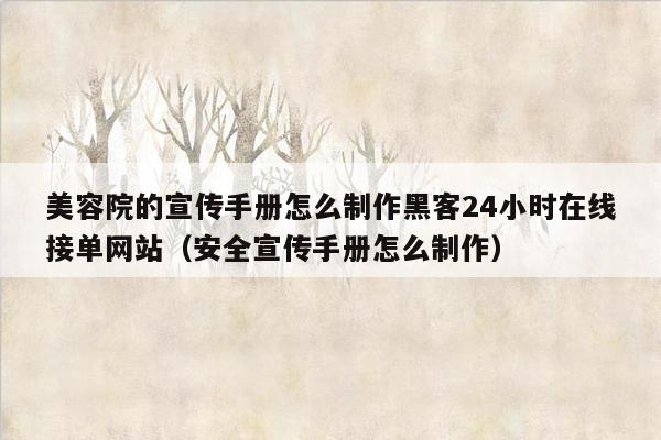 美容院的宣传手册怎么制作黑客24小时在线接单网站（安全宣传手册怎么制作）