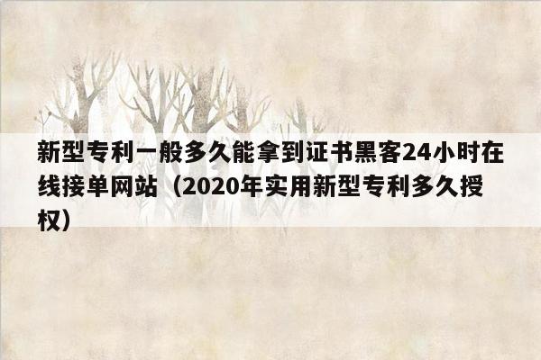 新型专利一般多久能拿到证书黑客24小时在线接单网站（2020年实用新型专利多久授权）