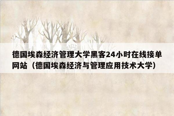 德国埃森经济管理大学黑客24小时在线接单网站（德国埃森经济与管理应用技术大学）