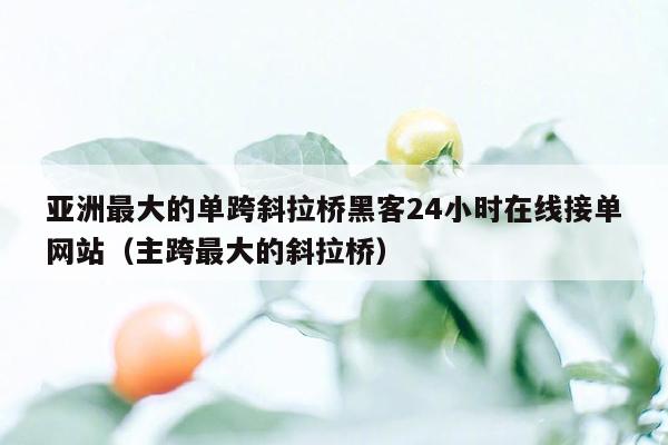 亚洲最大的单跨斜拉桥黑客24小时在线接单网站（主跨最大的斜拉桥）