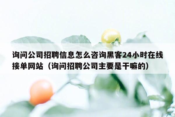 询问公司招聘信息怎么咨询黑客24小时在线接单网站（询问招聘公司主要是干嘛的）