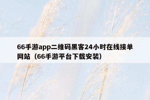 66手游app二维码黑客24小时在线接单网站（66手游平台下载安装）