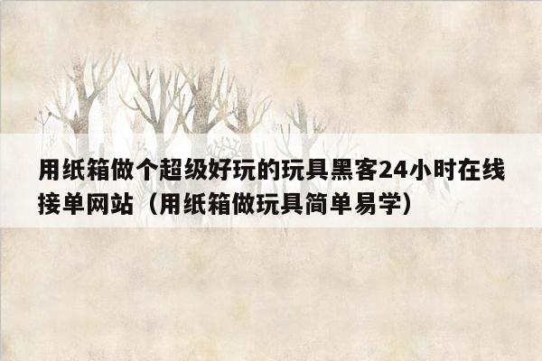 用纸箱做个超级好玩的玩具黑客24小时在线接单网站（用纸箱做玩具简单易学）