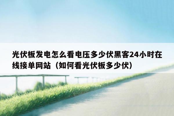 光伏板发电怎么看电压多少伏黑客24小时在线接单网站（如何看光伏板多少伏）