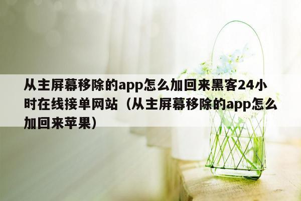 从主屏幕移除的app怎么加回来黑客24小时在线接单网站（从主屏幕移除的app怎么加回来苹果）