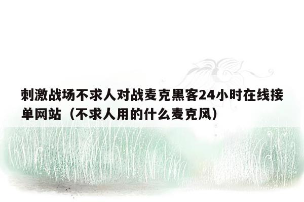 刺激战场不求人对战麦克黑客24小时在线接单网站（不求人用的什么麦克风）