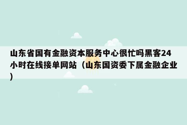 山东省国有金融资本服务中心很忙吗黑客24小时在线接单网站（山东国资委下属金融企业）