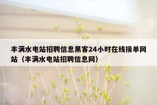 丰满水电站招聘信息黑客24小时在线接单网站（丰满水电站招聘信息网）