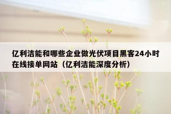 亿利洁能和哪些企业做光伏项目黑客24小时在线接单网站（亿利洁能深度分析）