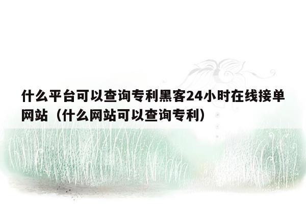 什么平台可以查询专利黑客24小时在线接单网站（什么网站可以查询专利）