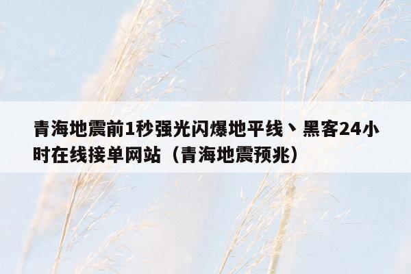 青海地震前1秒强光闪爆地平线丶黑客24小时在线接单网站（青海地震预兆）