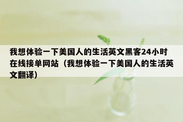 我想体验一下美国人的生活英文黑客24小时在线接单网站（我想体验一下美国人的生活英文翻译）