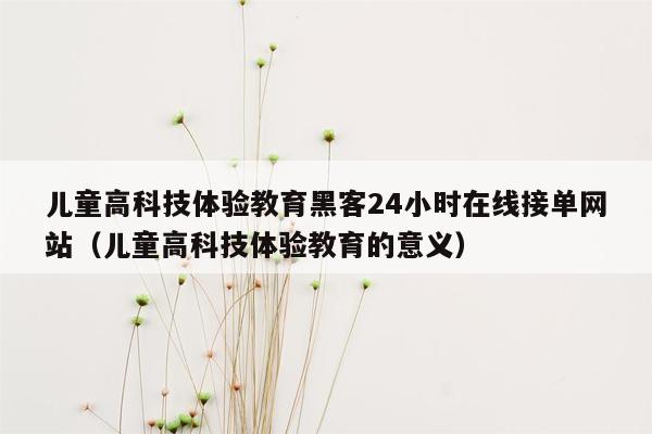 儿童高科技体验教育黑客24小时在线接单网站（儿童高科技体验教育的意义）