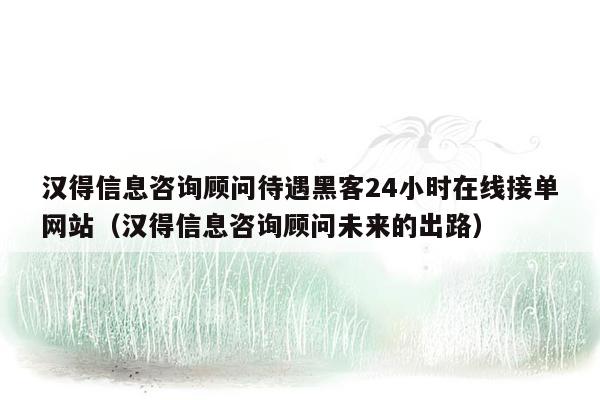 汉得信息咨询顾问待遇黑客24小时在线接单网站（汉得信息咨询顾问未来的出路）