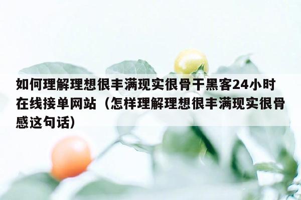 如何理解理想很丰满现实很骨干黑客24小时在线接单网站（怎样理解理想很丰满现实很骨感这句话）