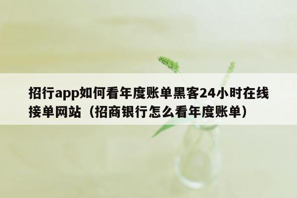 招行app如何看年度账单黑客24小时在线接单网站（招商银行怎么看年度账单）