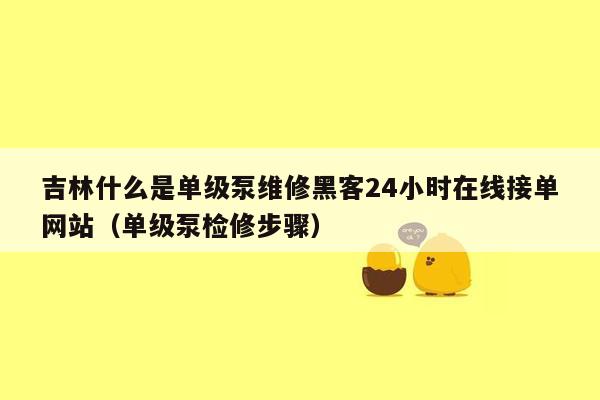 吉林什么是单级泵维修黑客24小时在线接单网站（单级泵检修步骤）