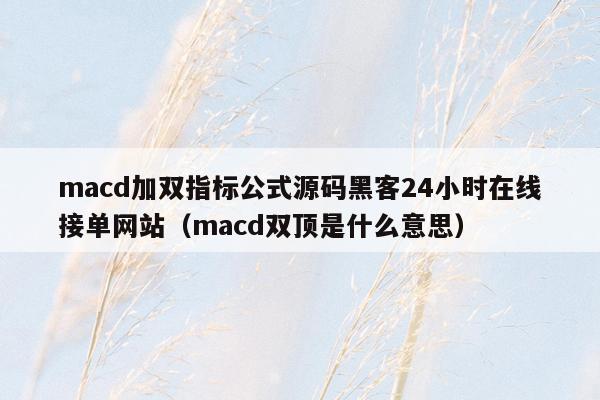 macd加双指标公式源码黑客24小时在线接单网站（macd双顶是什么意思）