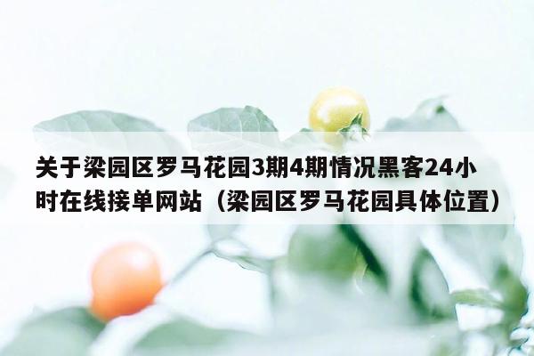 关于梁园区罗马花园3期4期情况黑客24小时在线接单网站（梁园区罗马花园具体位置）