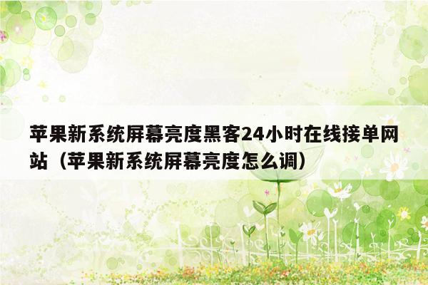 苹果新系统屏幕亮度黑客24小时在线接单网站（苹果新系统屏幕亮度怎么调）