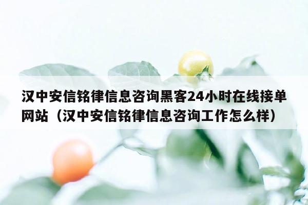 汉中安信铭律信息咨询黑客24小时在线接单网站（汉中安信铭律信息咨询工作怎么样）