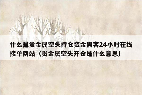 什么是贵金属空头持仓资金黑客24小时在线接单网站（贵金属空头开仓是什么意思）