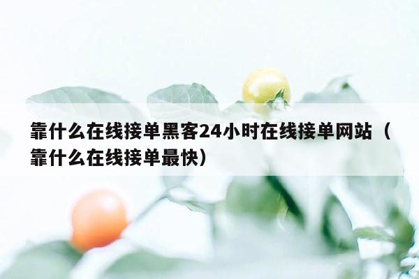 靠什么在线接单黑客24小时在线接单网站（靠什么在线接单最快）